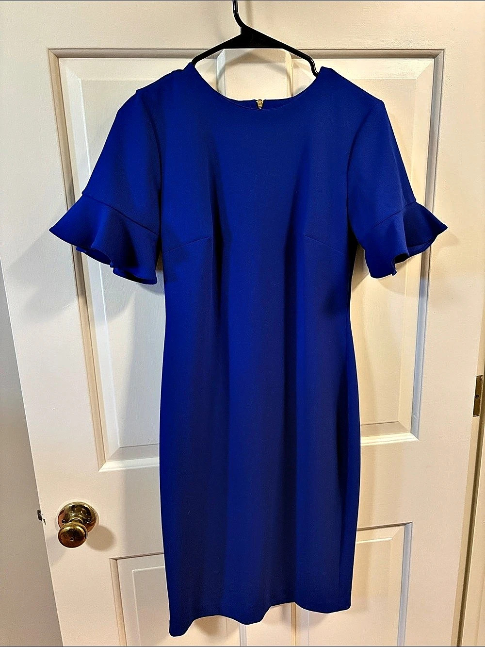 Calvin Klein Flutter Sleeve Sheath Dress Blue Mini Size 4
